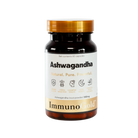 Jar of Ashwagandha supplement with gold lid on a white background